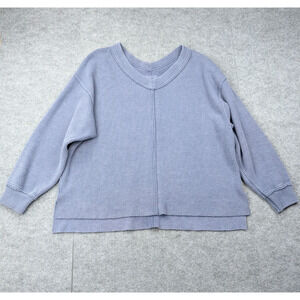 Aerie Ribbed Sweatshirt Womens Medium Blue Knit Athleisure Minimal Oversized